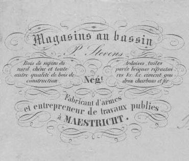 Briefhoofd Koophandel Petrus Stevens in 1852